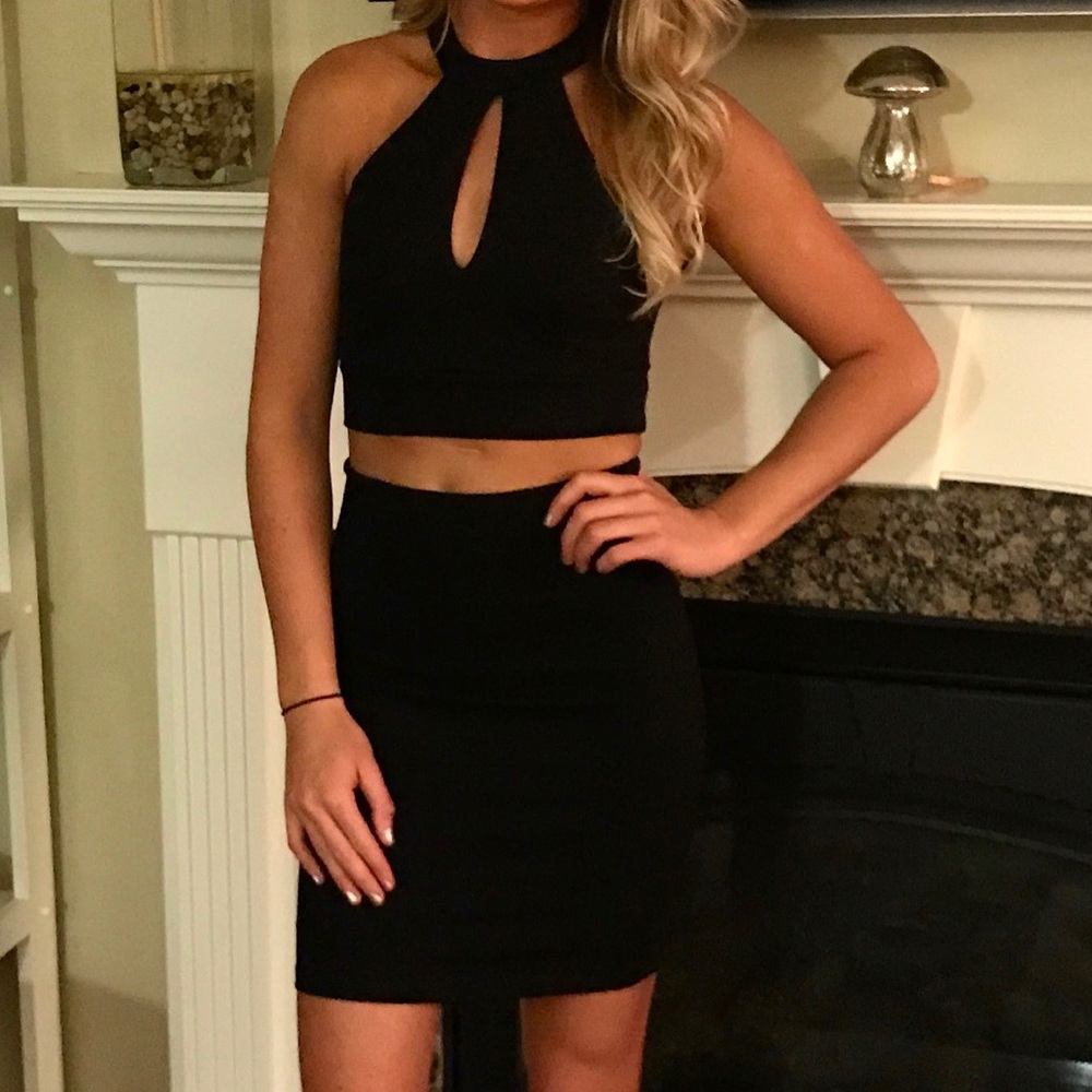 Lulu’s black lace two piece dress XS